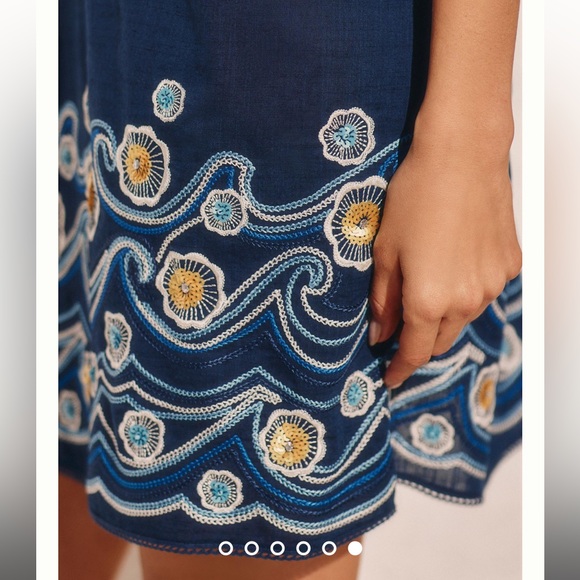 By Anthropologie Embroidered Wave Mini Dress - Picture 2 of 3